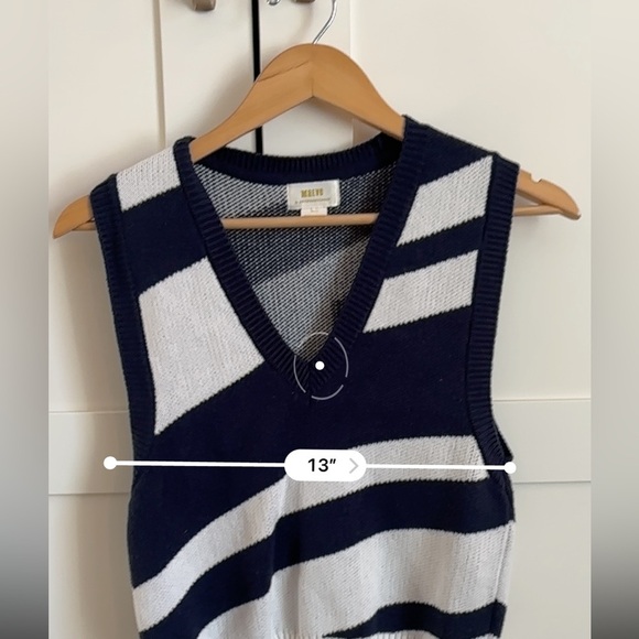 Anthropologie Maeve V neck sweater vest blue and white size small - Picture 7 of 9